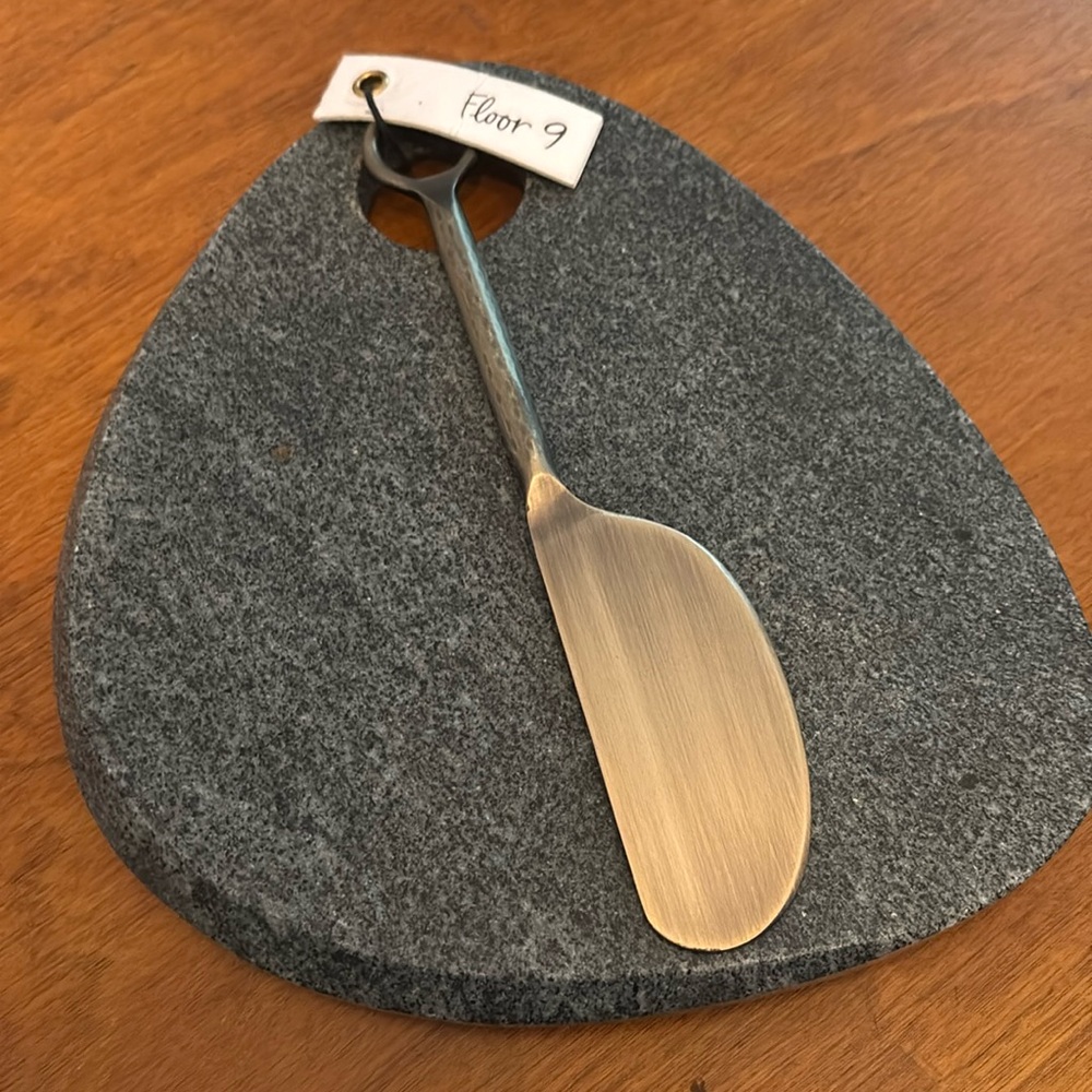 Solid Marble Cheese Board 7 Inch with cheese spreader